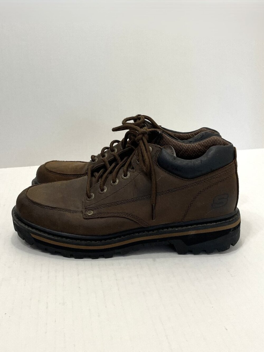Skechers Mariners Leather Utility Work Boots Men Sz 10 Brown Chunky Lace-Up 4470